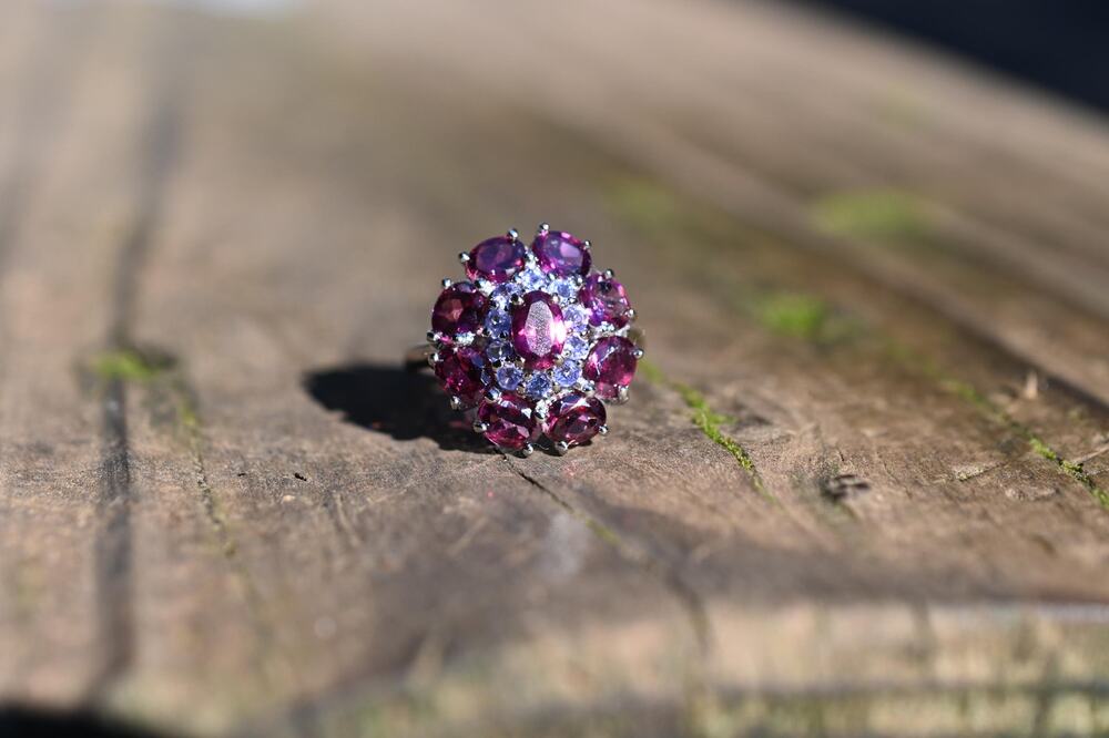 Garnet and Tanzanite engagement ring size 8